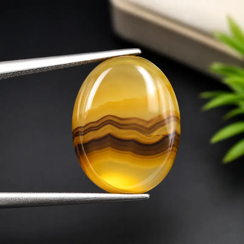 Natural Agate (Sulemani Aqeeq) Yellow, Oval, Iran