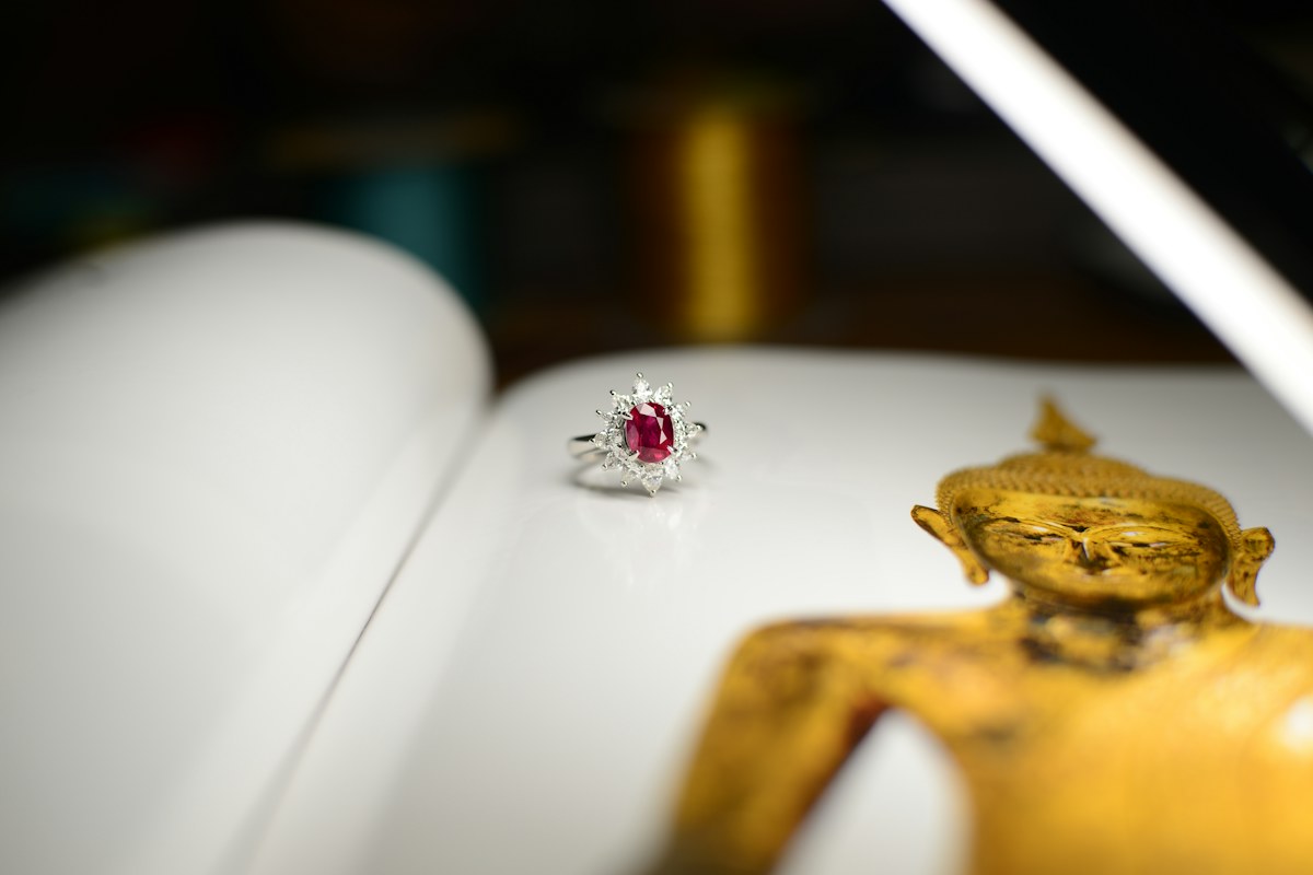 Ruby gemstone jewellery featuring a red centre stone